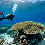 모리셔스 산호초 보호 - Coral Reef Restoration**
"A vibrant underwater scene showcasing coral restoration efforts in Maurit...