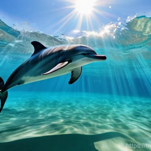 Home 23 모리셔스 관광 필수 코스 - **Prompt 1: A Magical Dolphin Encounter**
"A person, seen from a slightly elevated underwater pe...