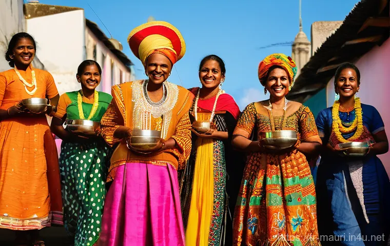 모리셔스 역사 기념관 - **Prompt:** A bustling historical scene in 19th-century Port Louis, Mauritius, depicting the arrival...